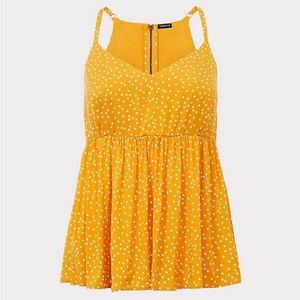 Torrid yellow polka dot challis top